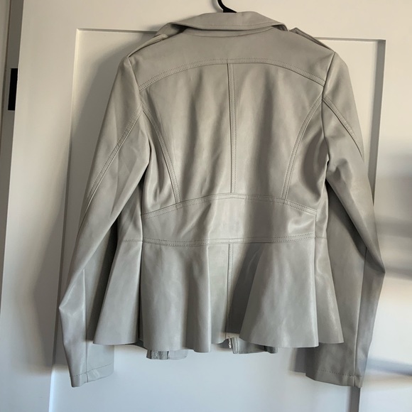 Anthropologie Light Gray Peplum Moto Jacket - Picture 2 of 3
